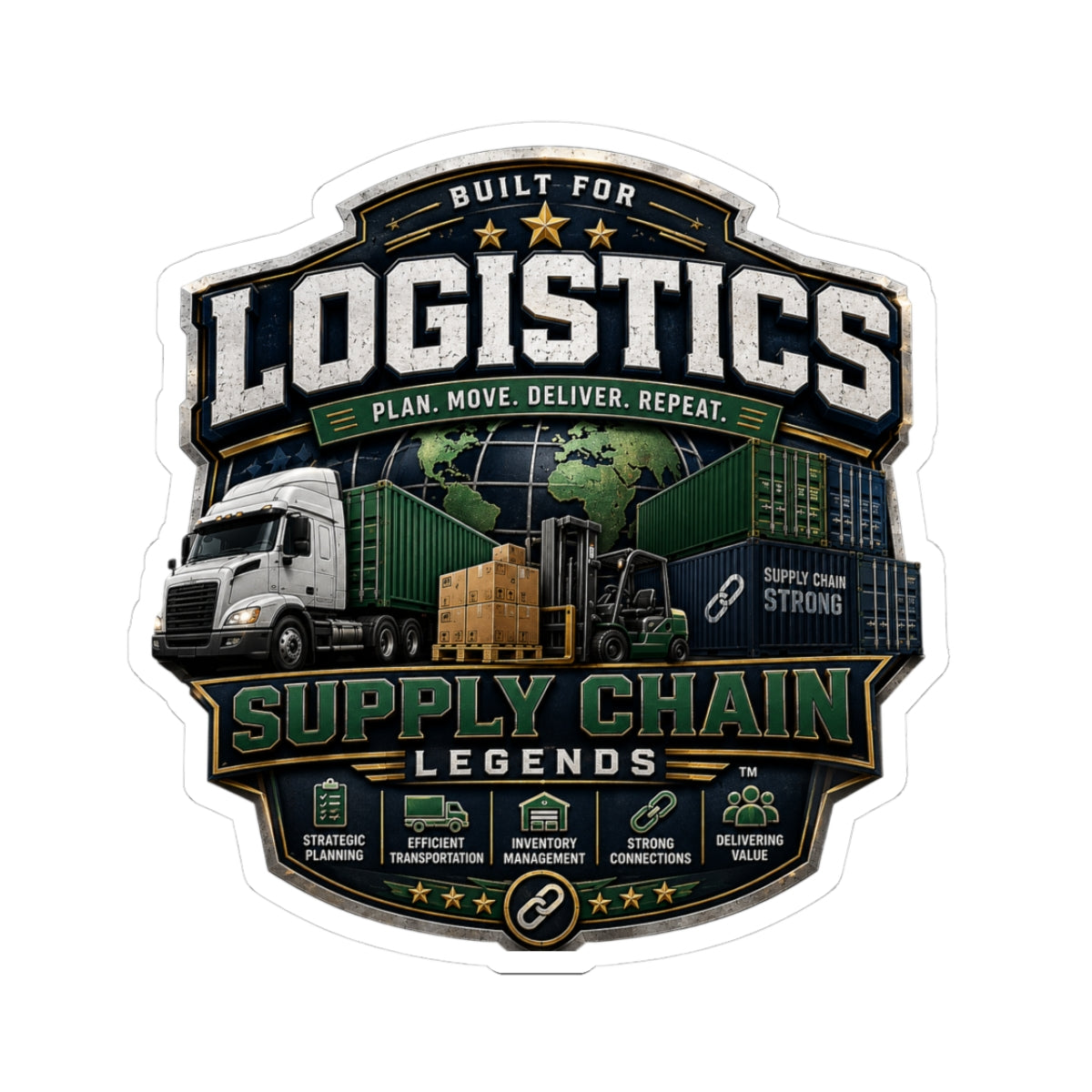 Logistics Supply Chain Stickers — 'Built for Logistics' Kiss-Cut Sticker